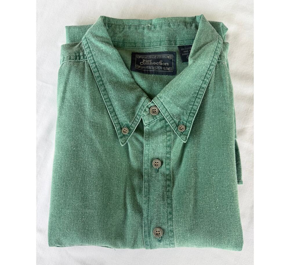 Outdoors Rugged Utility 100%Cotton Pier Connection Heathered Green Shirt Large